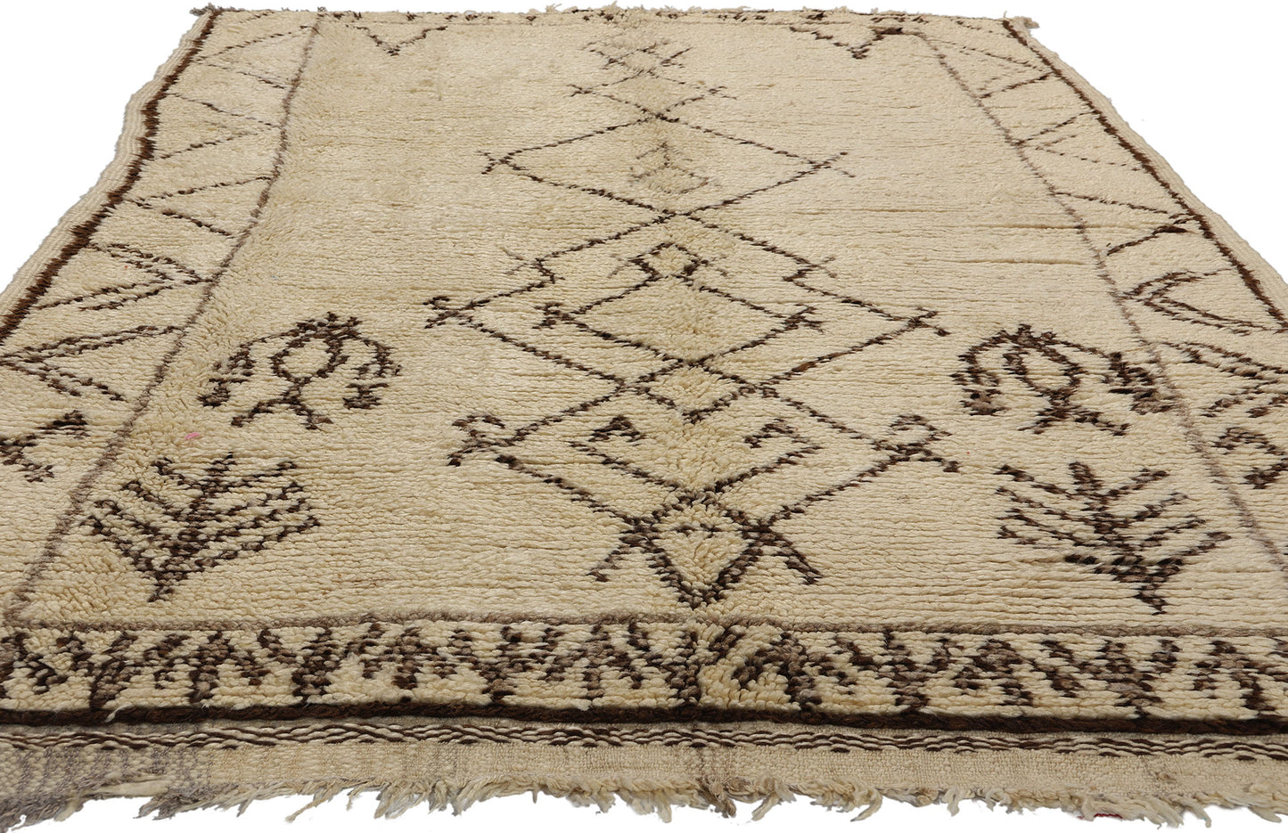 5 x 8 Vintage Neutral Moroccan Azilal Rug 21752