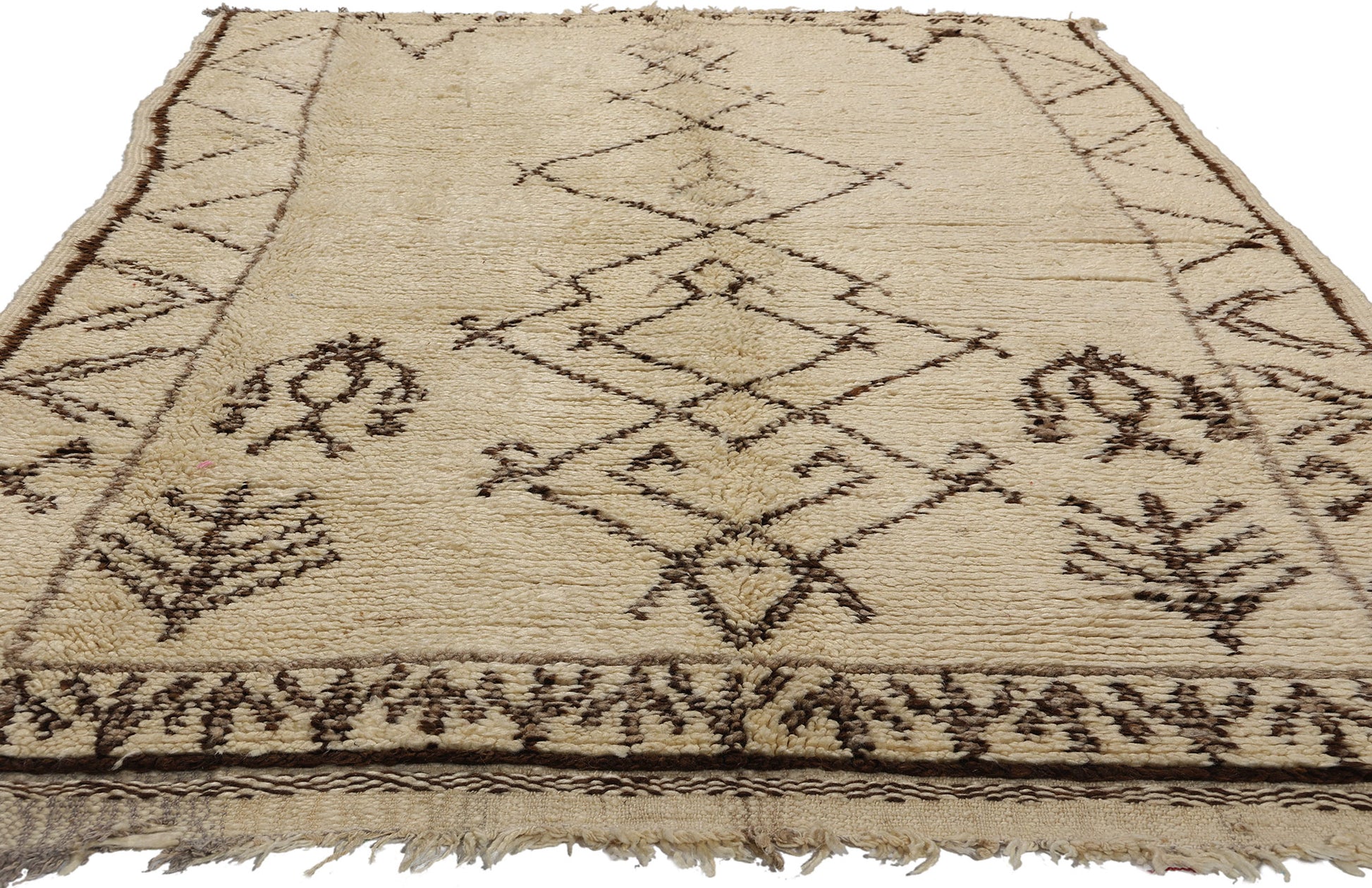 5 x 8 Vintage Neutral Moroccan Azilal Rug 21752