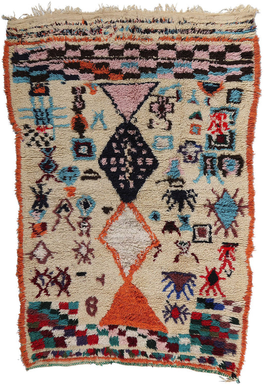 6 x 9 Colorful Vintage Moroccan Azilal Rug 21782