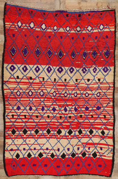 7 x 10 Vintage Red Moroccan Azilal Rug 21771