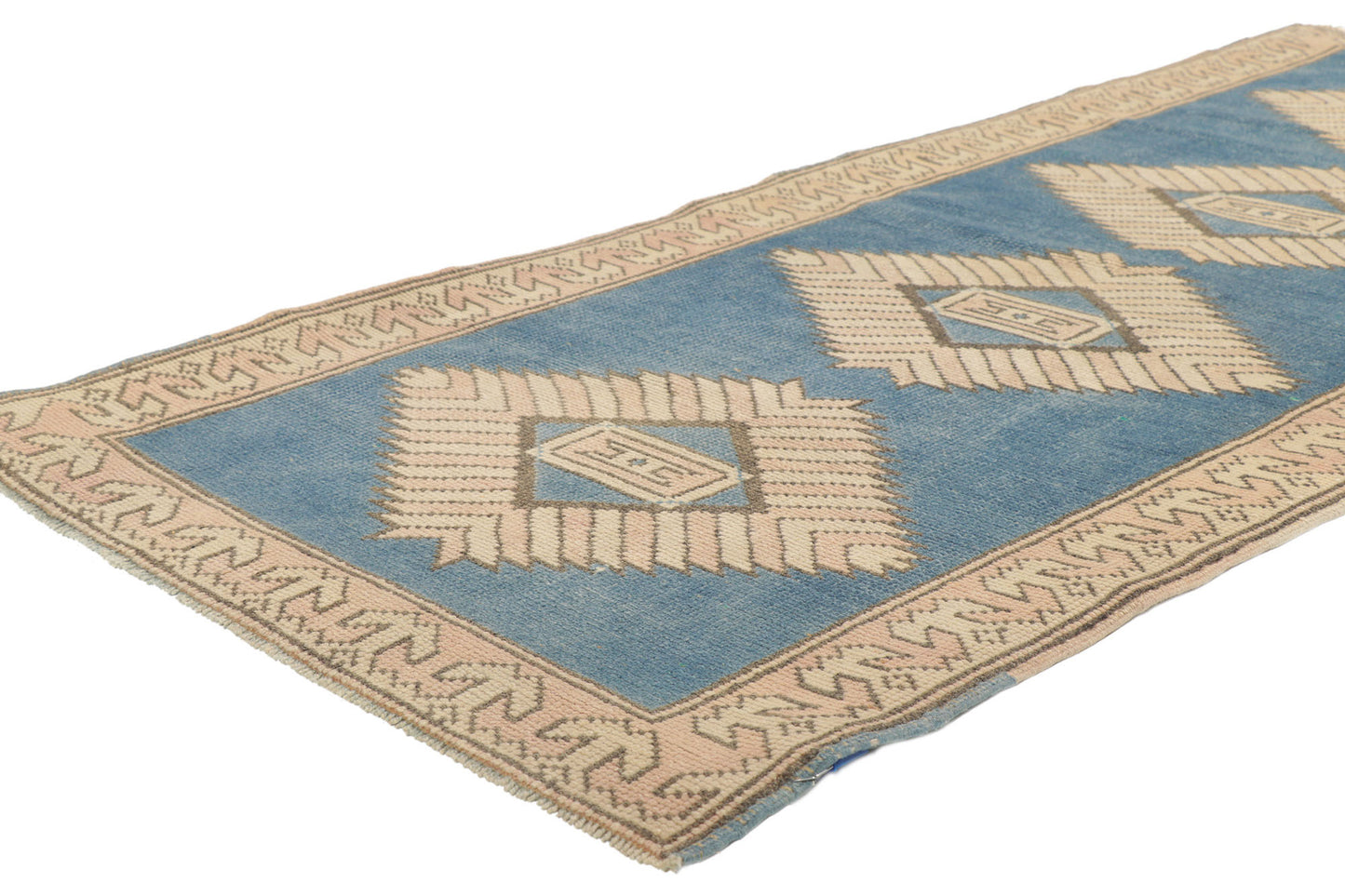3 x 6 Vintage Blue Turkish Oushak Rug 53721