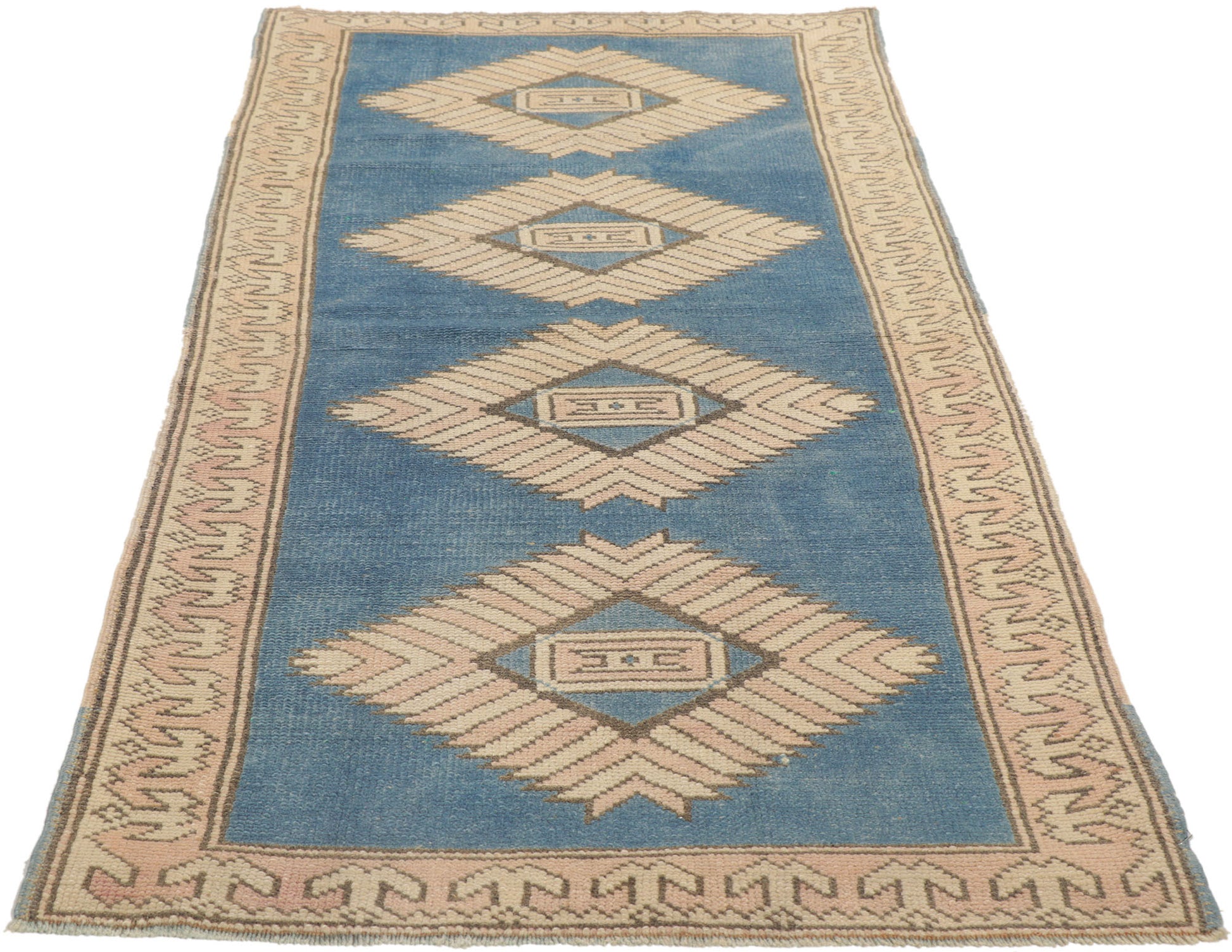 3 x 6 Vintage Blue Turkish Oushak Rug 53721