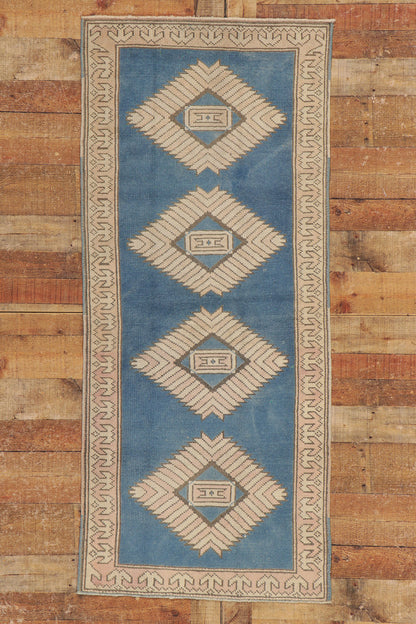 3 x 6 Vintage Blue Turkish Oushak Rug 53721