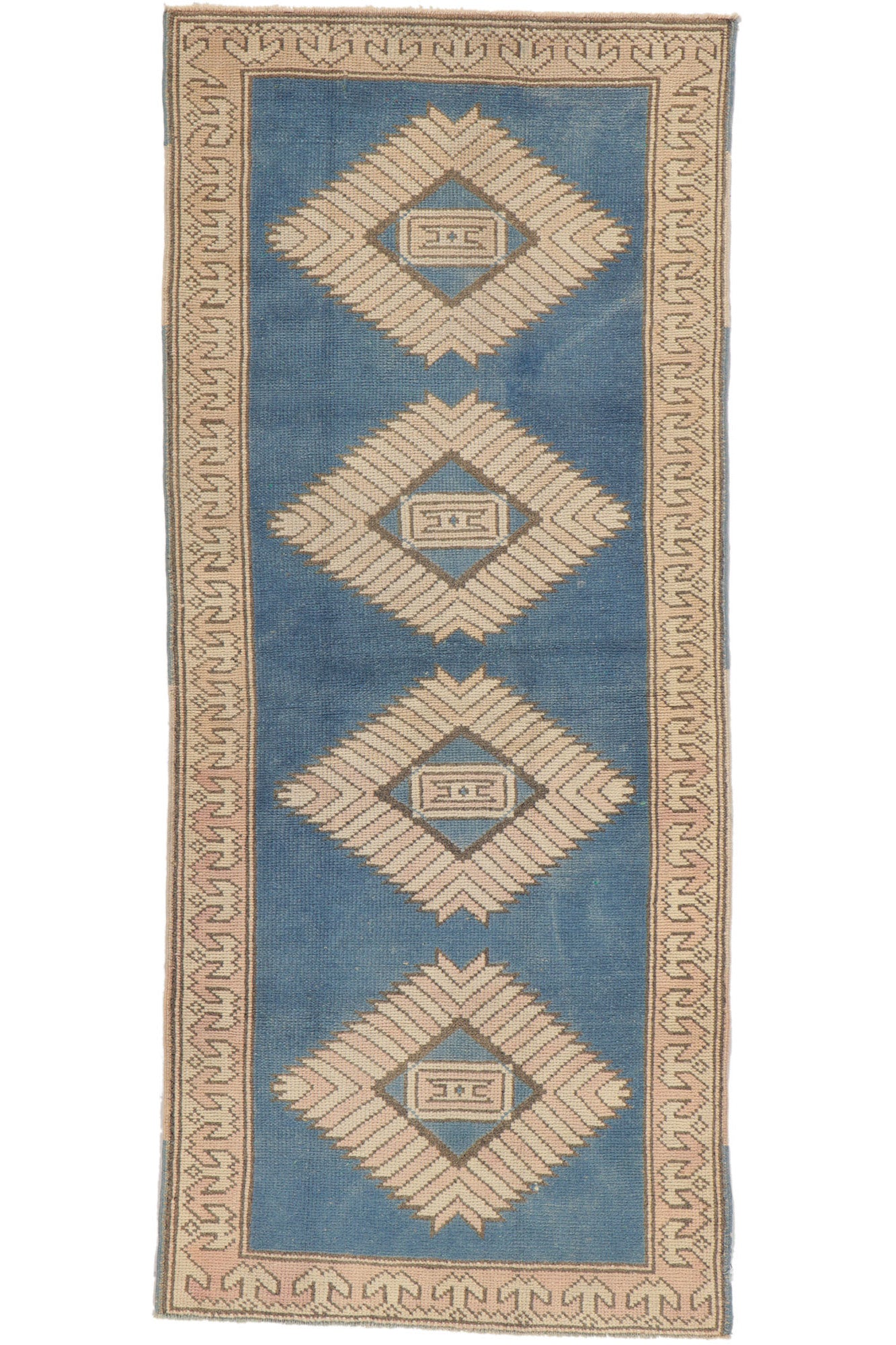 3 x 6 Vintage Blue Turkish Oushak Rug 53721