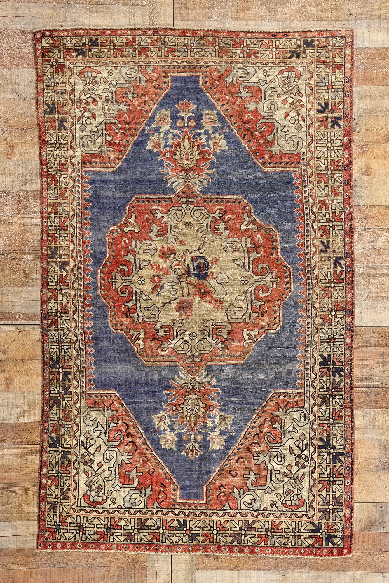 5 x 8 Vintage Blue Turkish Oushak Rug 52256