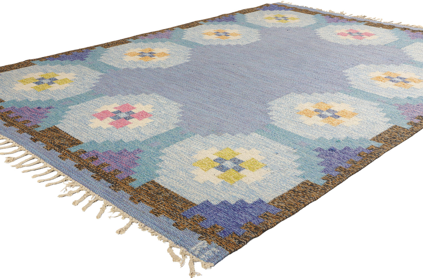 5 x 8 Ragnar Edberg Vintage Blue Swedish Rollakan Rug 78822