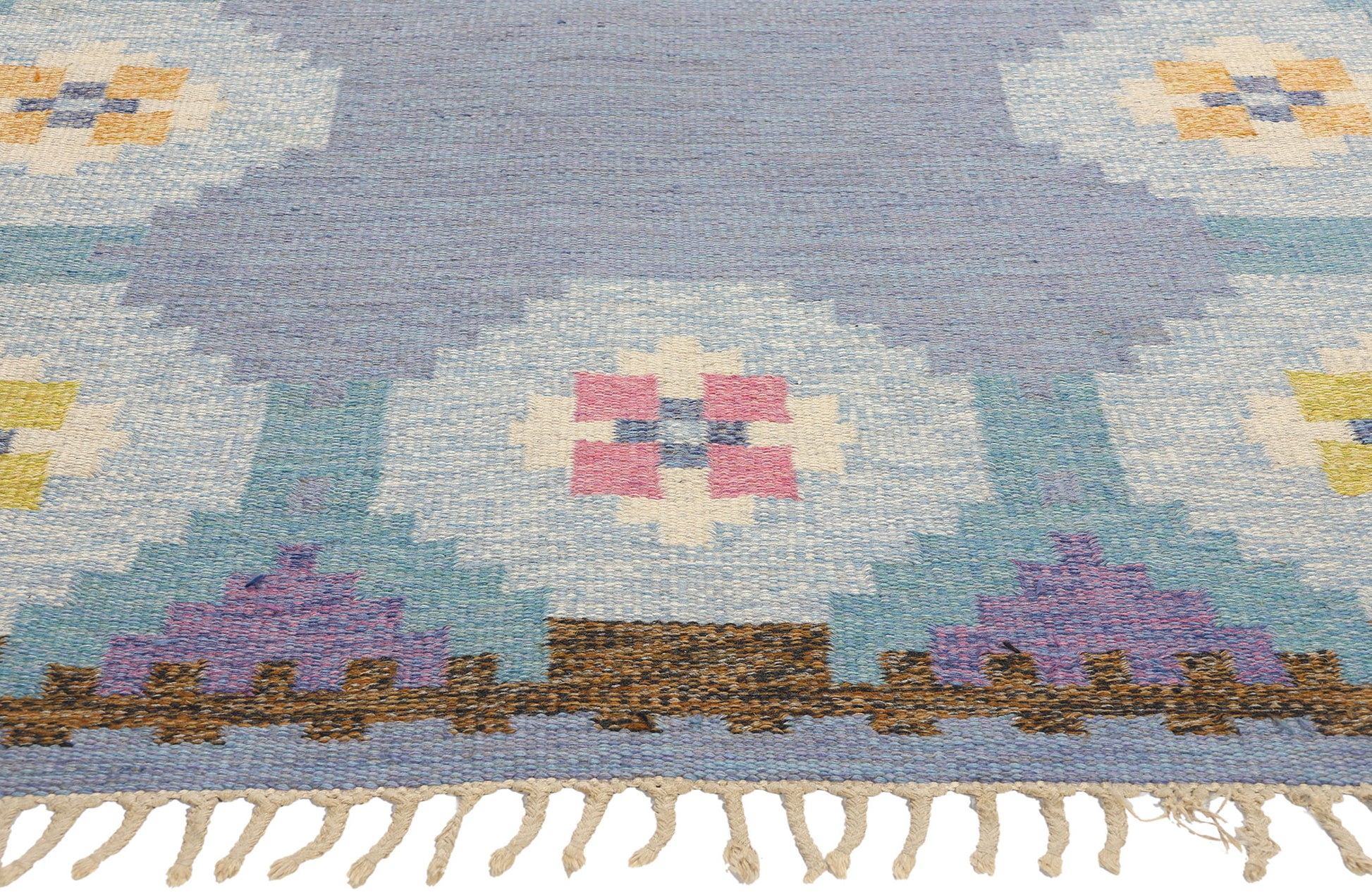5 x 8 Ragnar Edberg Vintage Blue Swedish Rollakan Rug 78822