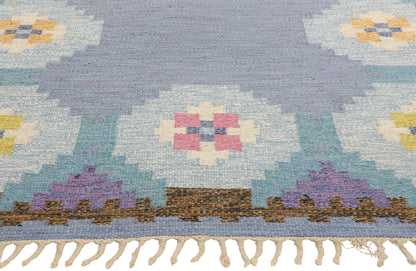 5 x 8 Ragnar Edberg Vintage Blue Swedish Rollakan Rug 78822