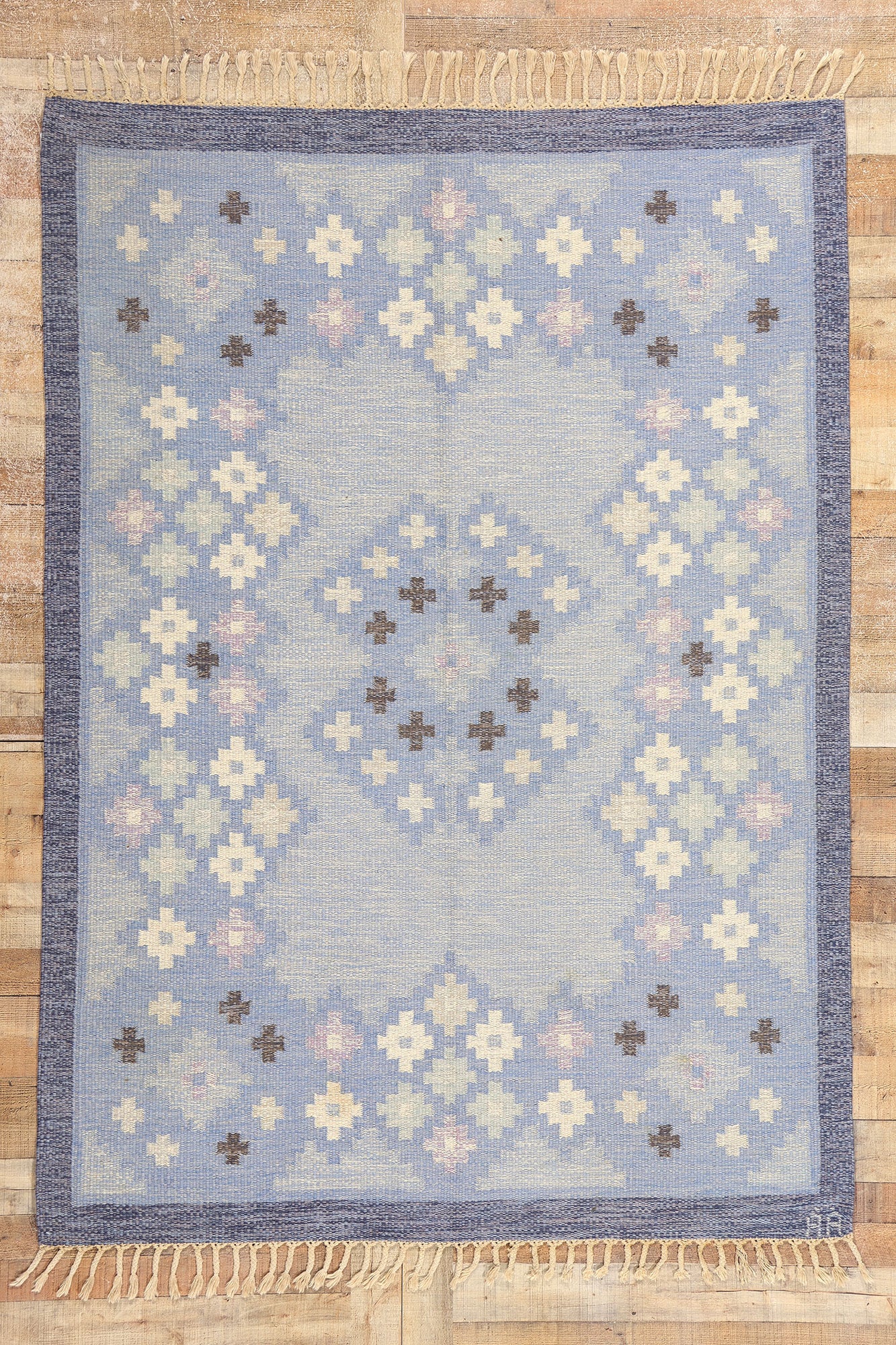 6 x 8 Asa Akerlund Vintage Swedish Rollakan Rug 77036
