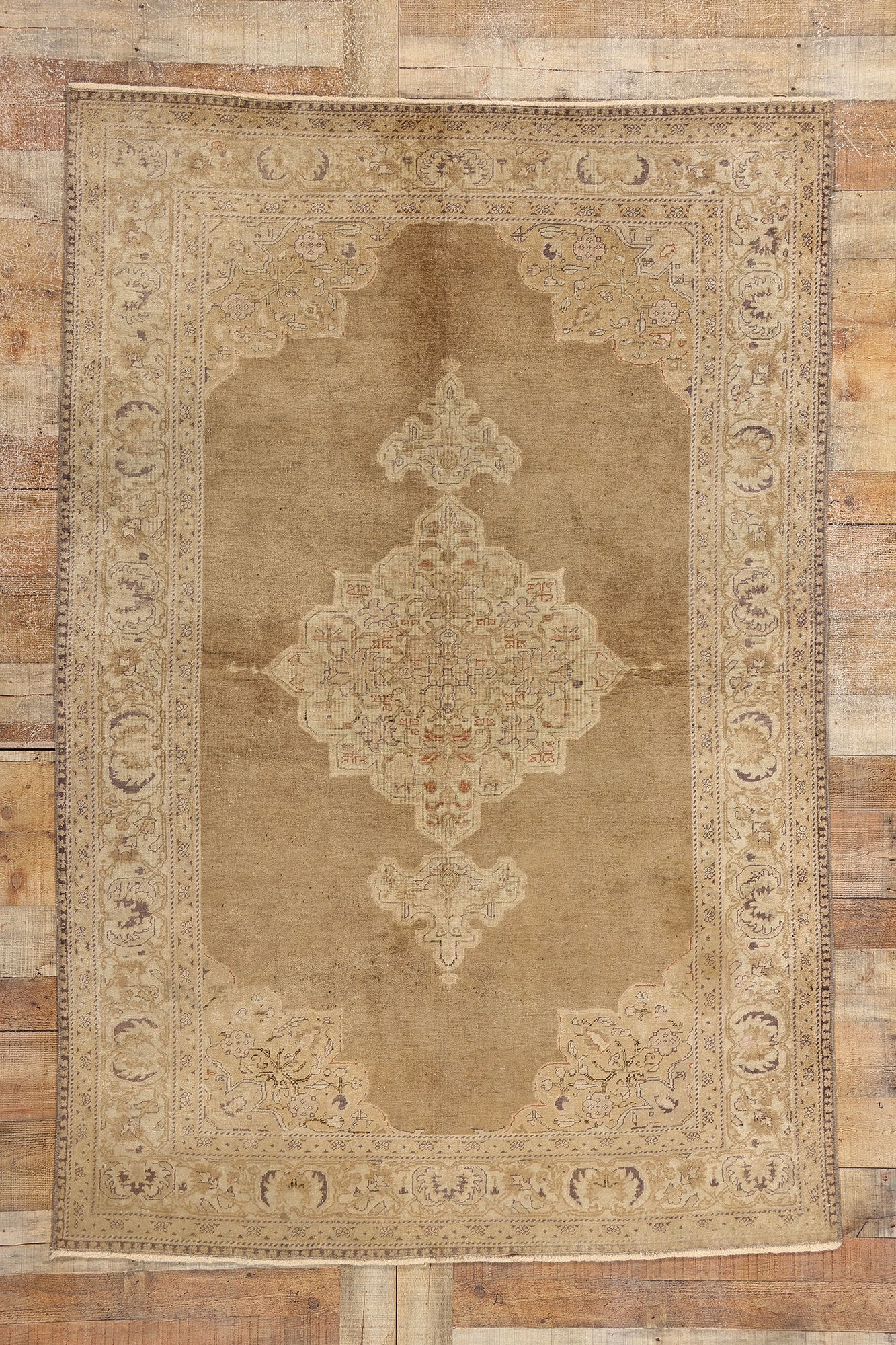 5 x 7 Vintage Brown Turkish Oushak Rug 52071