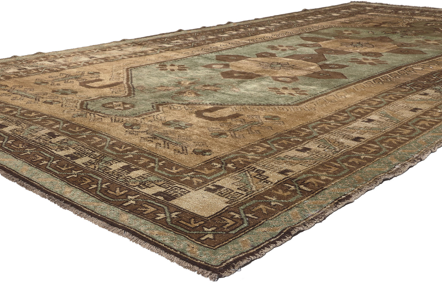 6 x 11 Vintage Brown Turkish Oushak Rug 52407