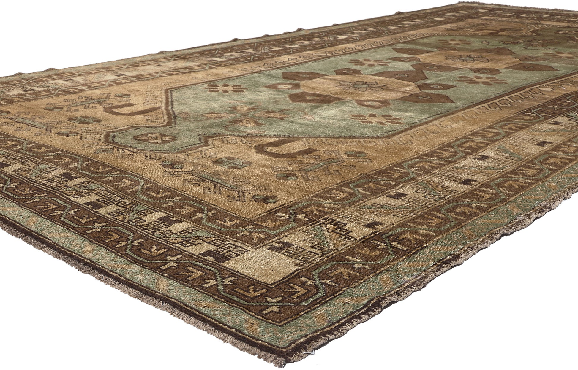 6 x 11 Vintage Brown Turkish Oushak Rug 52407