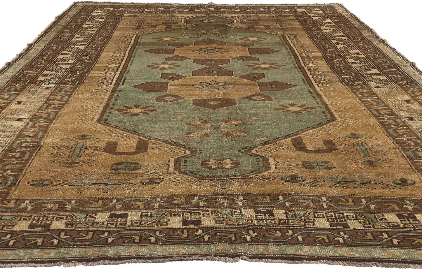 6 x 11 Vintage Brown Turkish Oushak Rug 52407