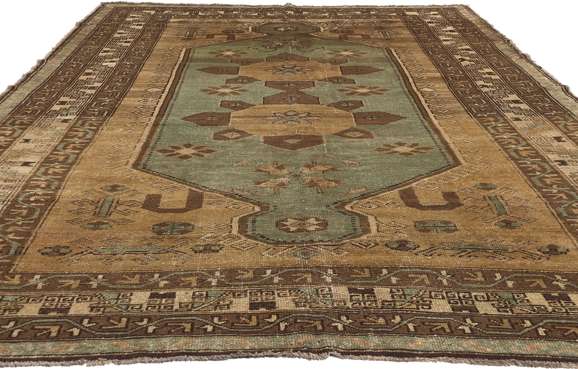 6 x 11 Vintage Brown Turkish Oushak Rug 52407