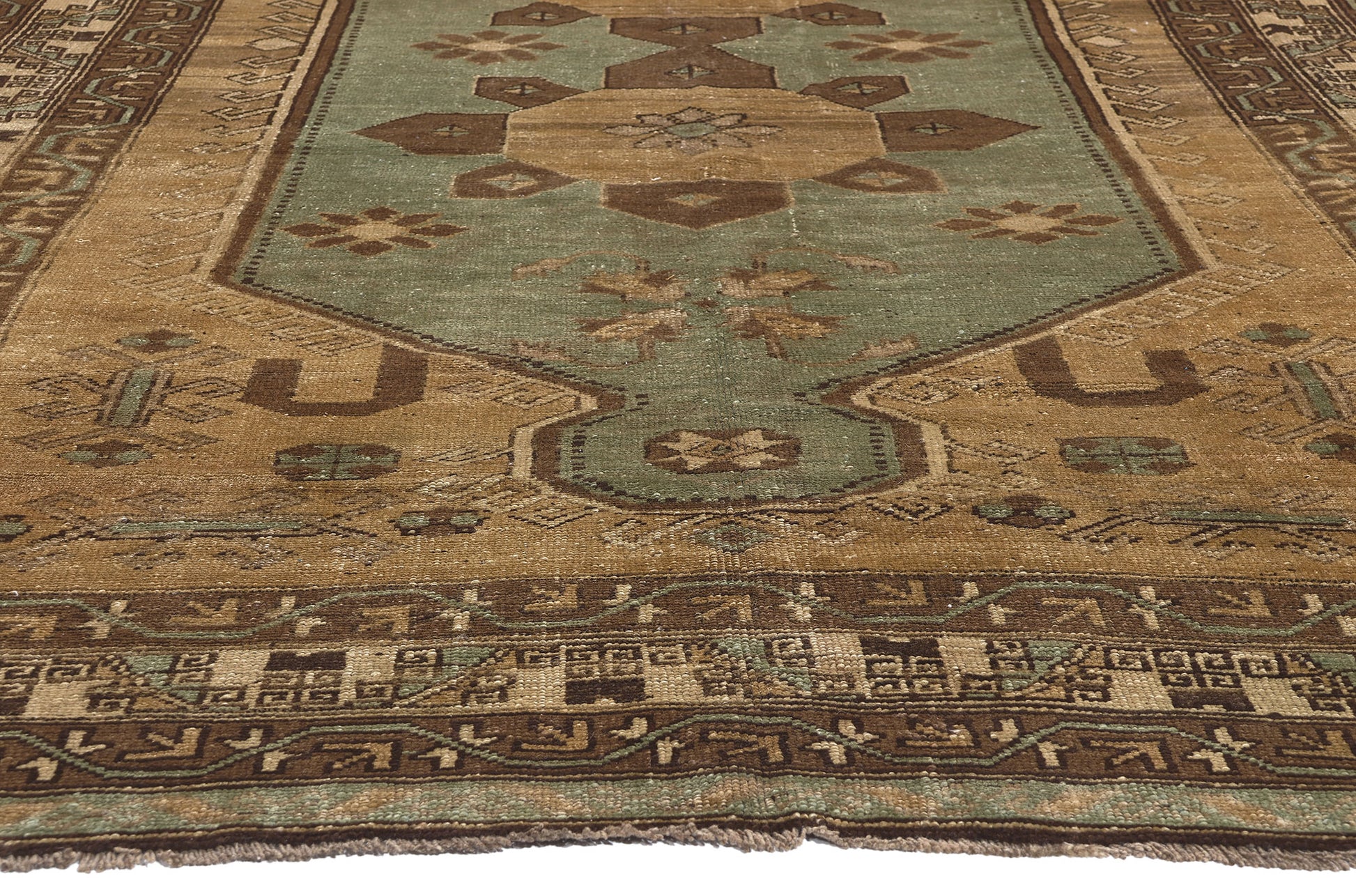6 x 11 Vintage Brown Turkish Oushak Rug 52407