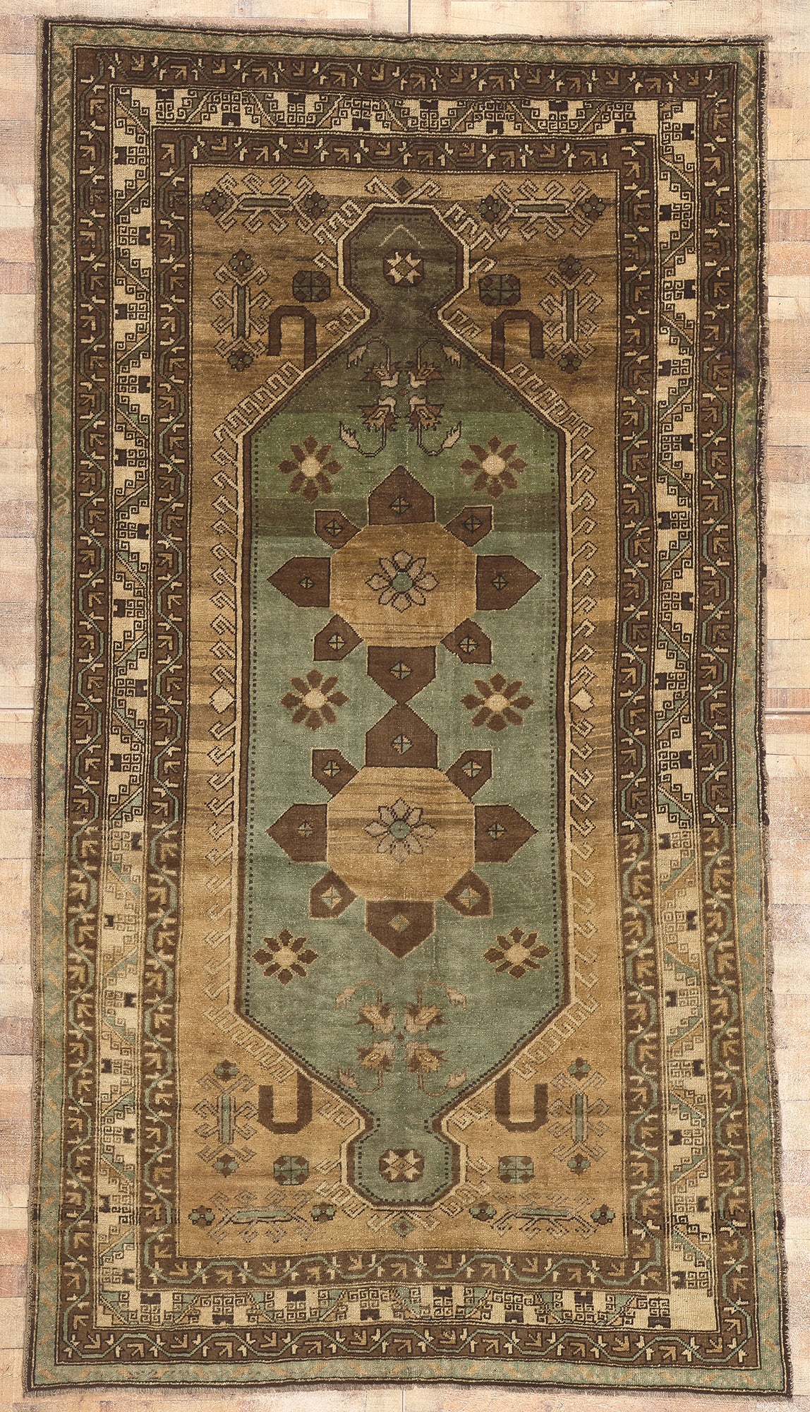 6 x 11 Vintage Brown Turkish Oushak Rug 52407