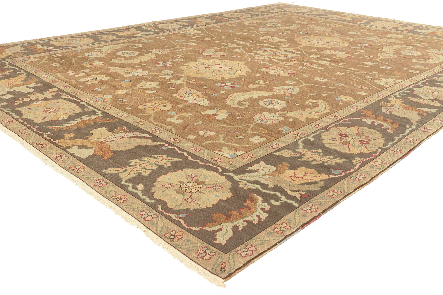 9 x 12 Vintage Brown Turkish Oushak Rug 74372