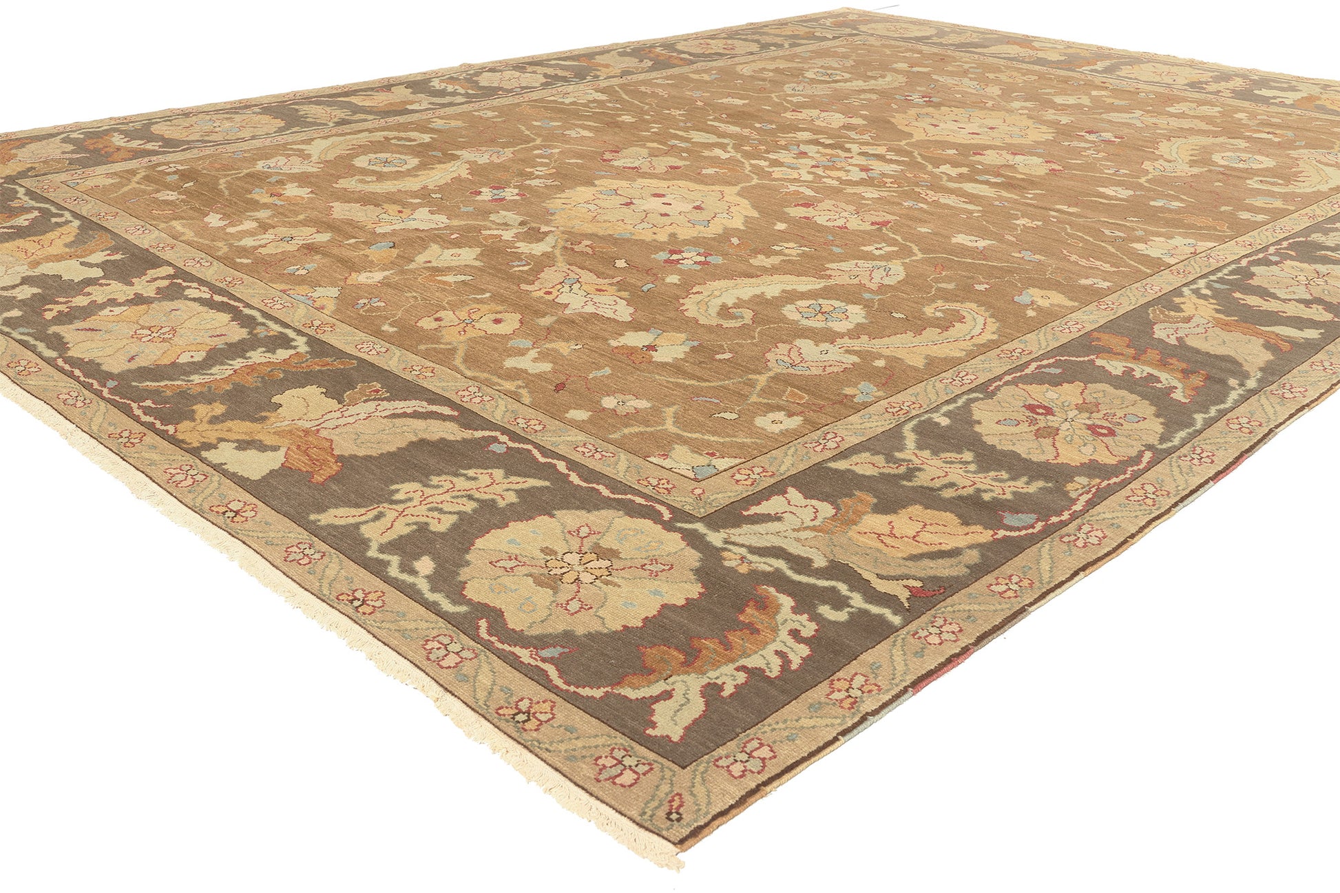 9 x 12 Vintage Brown Turkish Oushak Rug 74372