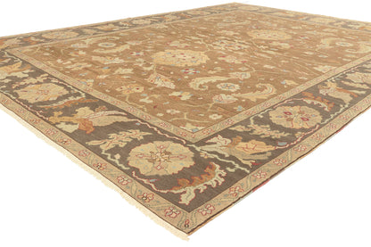 9 x 12 Vintage Brown Turkish Oushak Rug 74372