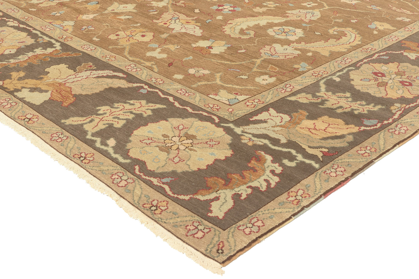 9 x 12 Vintage Brown Turkish Oushak Rug 74372