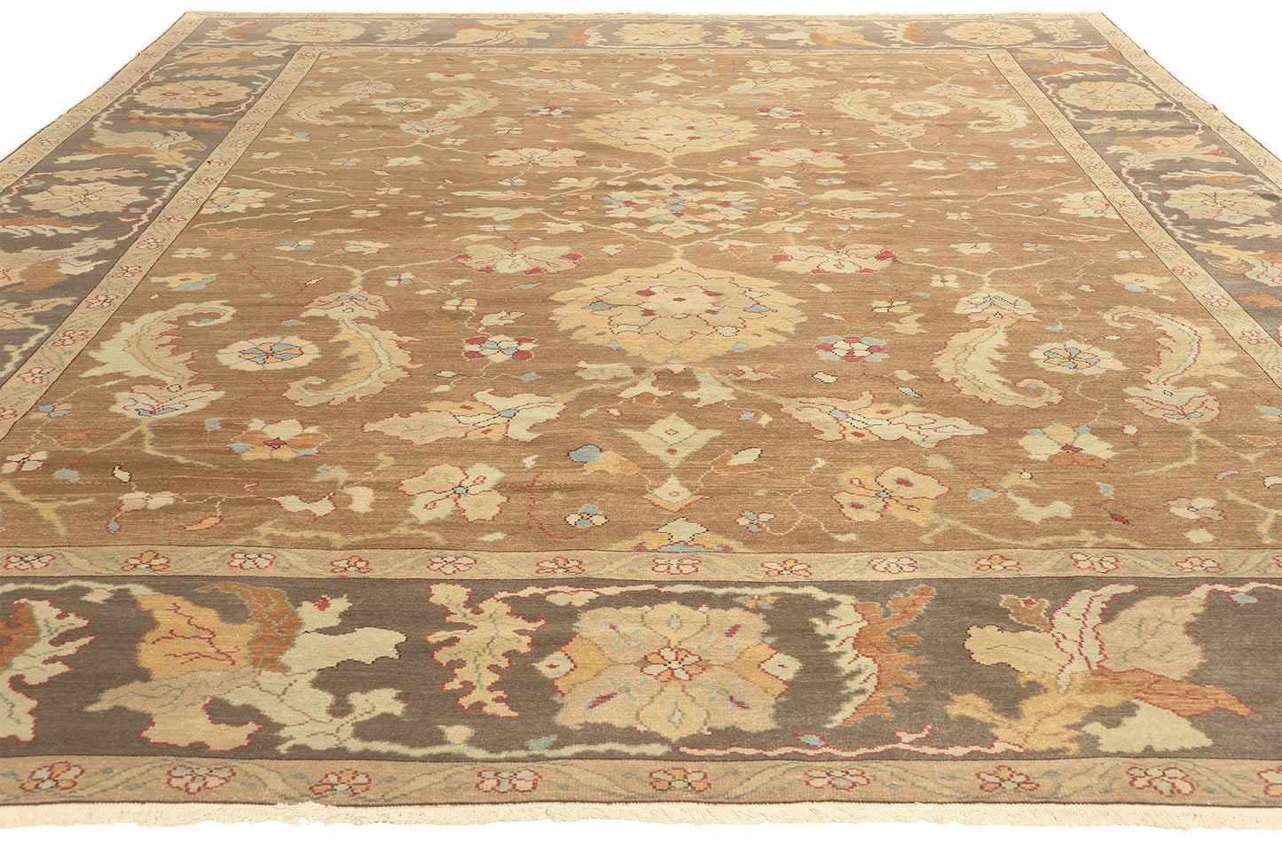 9 x 12 Vintage Brown Turkish Oushak Rug 74372