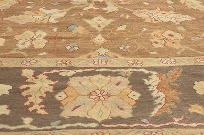 9 x 12 Vintage Brown Turkish Oushak Rug 74372