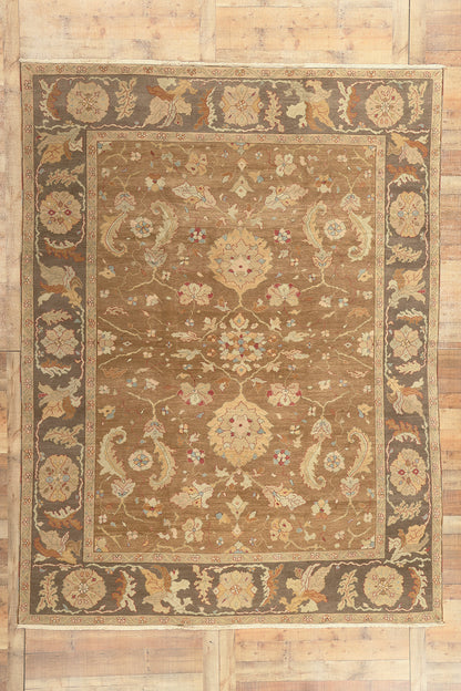 9 x 12 Vintage Brown Turkish Oushak Rug 74372