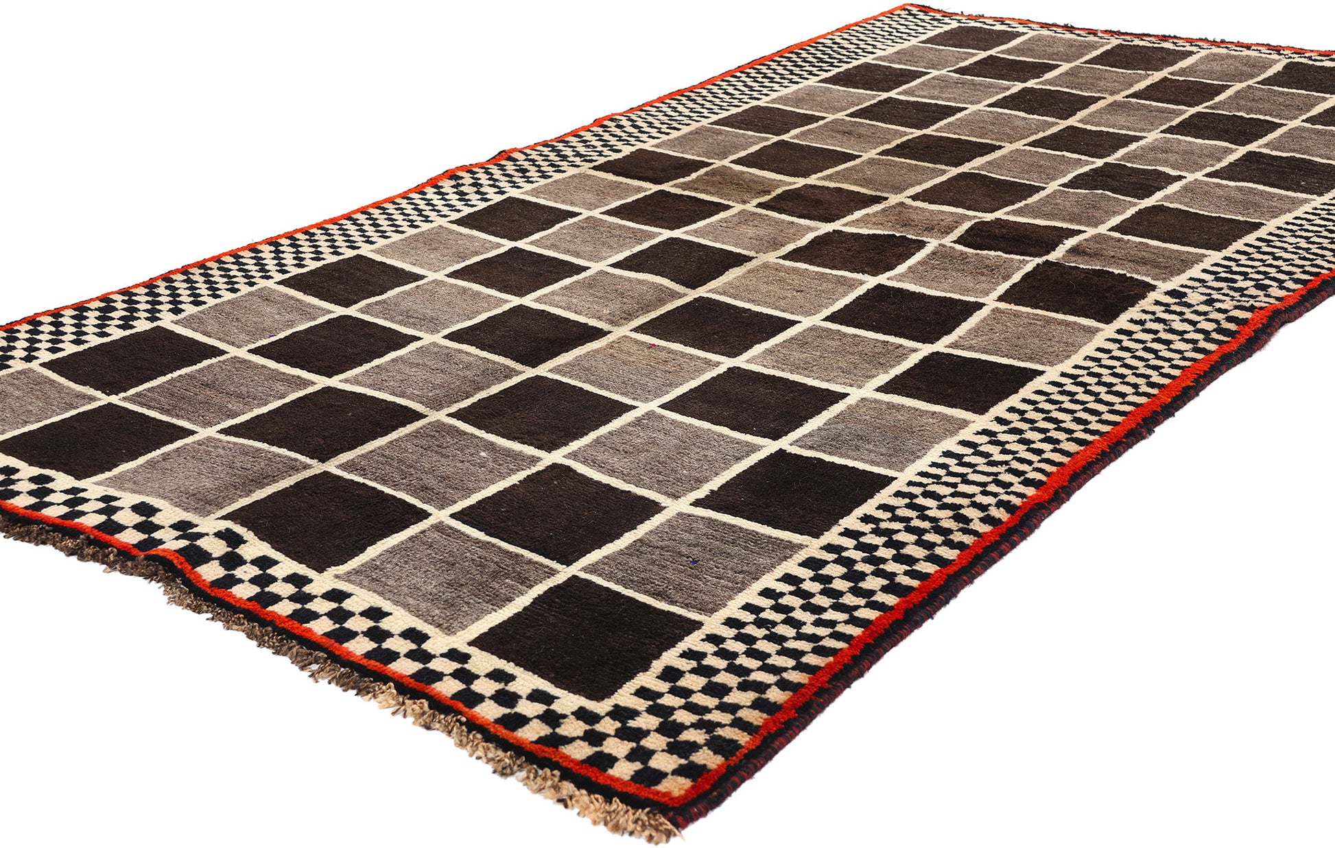 4 x 7 Vintage Checkerboard Persian Gabbeh Rug 61071