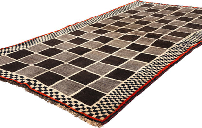 4 x 7 Vintage Checkerboard Persian Gabbeh Rug 61071