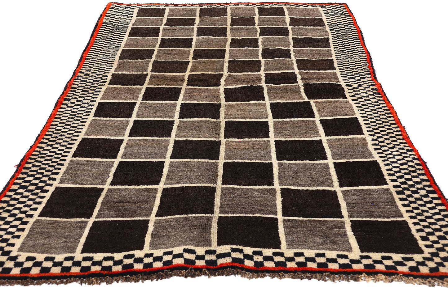 4 x 7 Vintage Checkerboard Persian Gabbeh Rug 61071