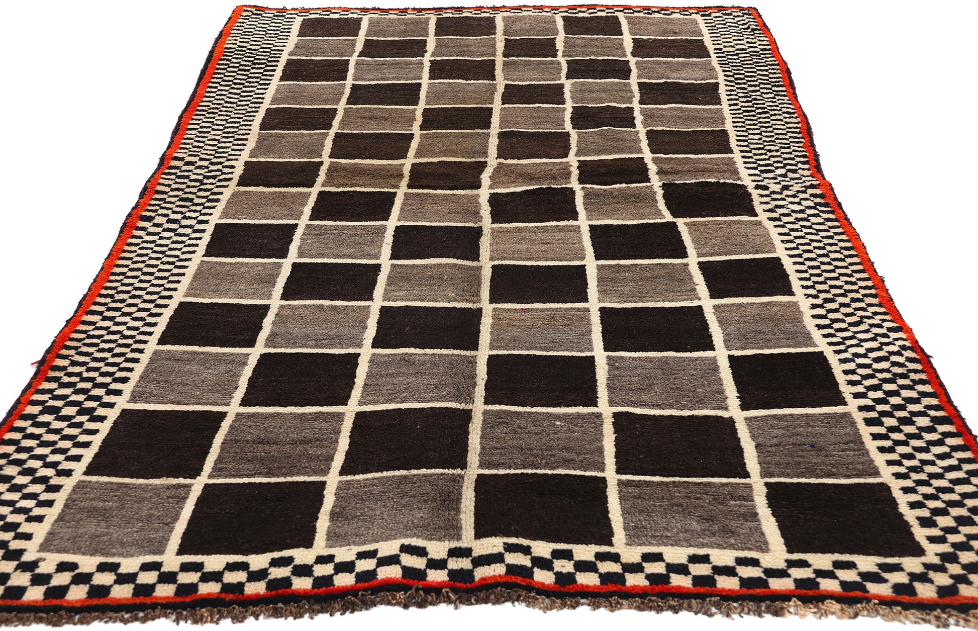 4 x 7 Vintage Checkerboard Persian Gabbeh Rug 61071