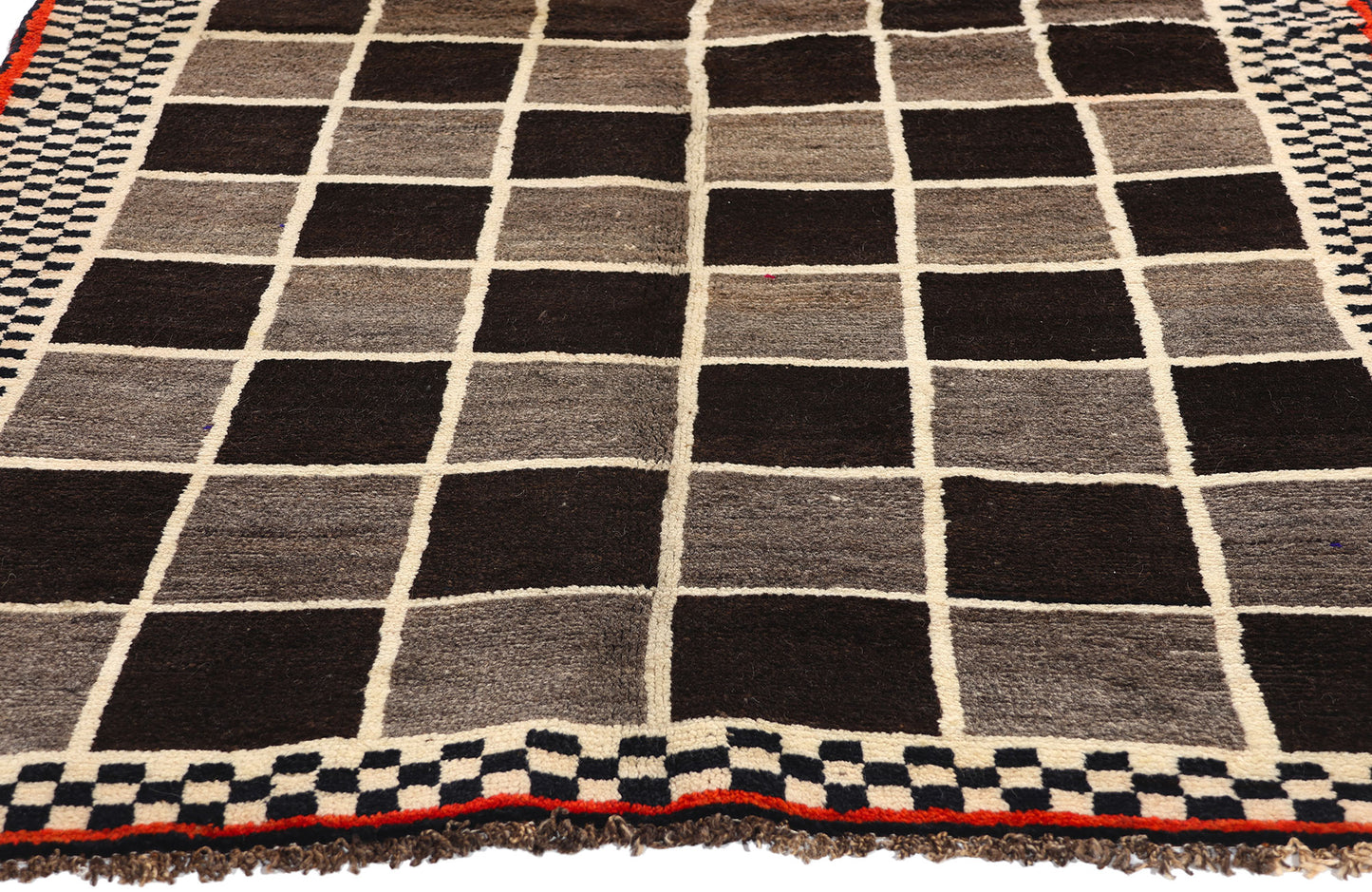 4 x 7 Vintage Checkerboard Persian Gabbeh Rug 61071