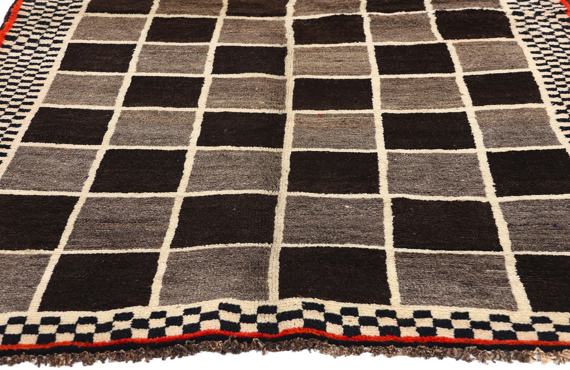 4 x 7 Vintage Checkerboard Persian Gabbeh Rug 61071