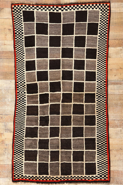 4 x 7 Vintage Checkerboard Persian Gabbeh Rug 61071
