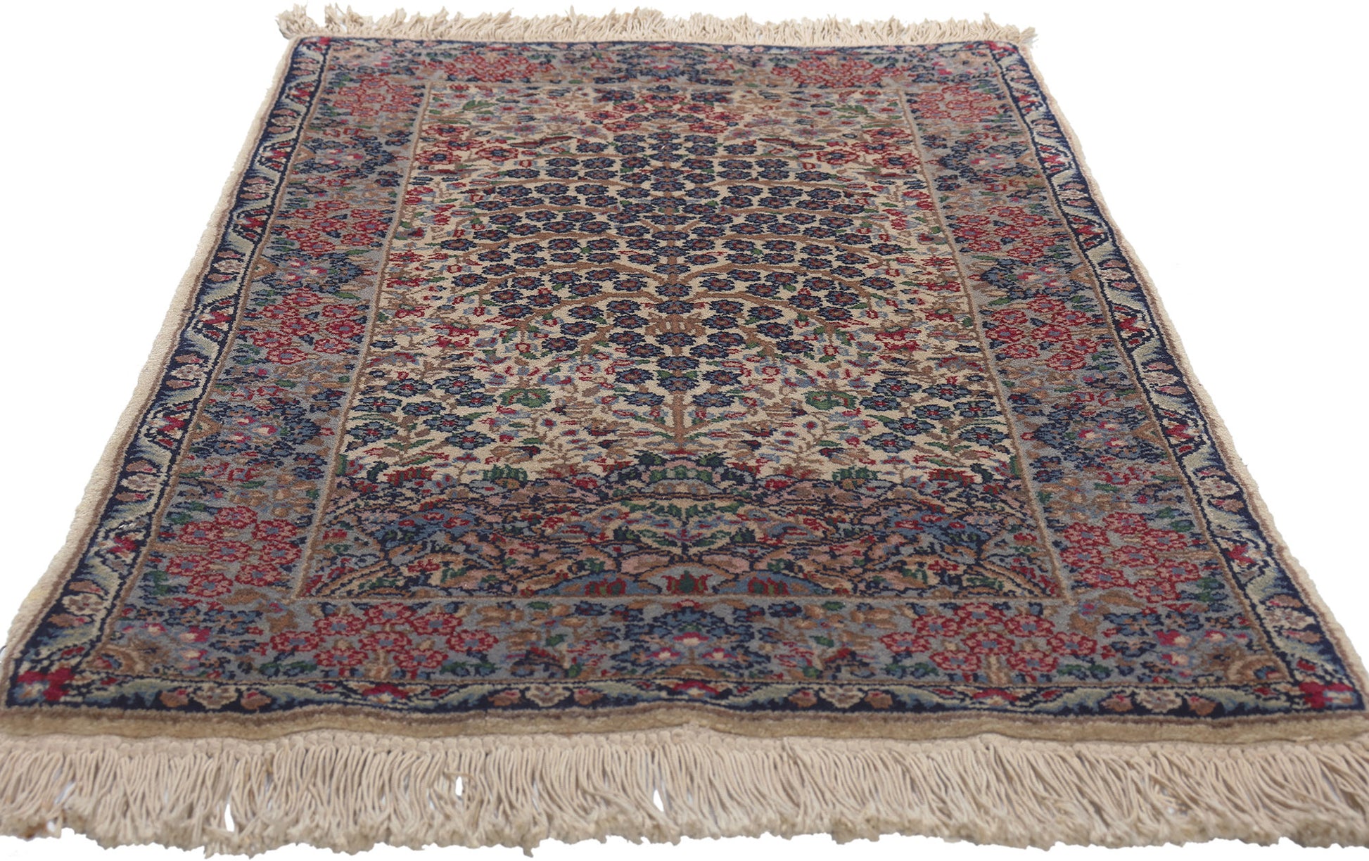 2 x 4 Vintage Chinese Kerman Tree of Life Prayer Rug 78697
