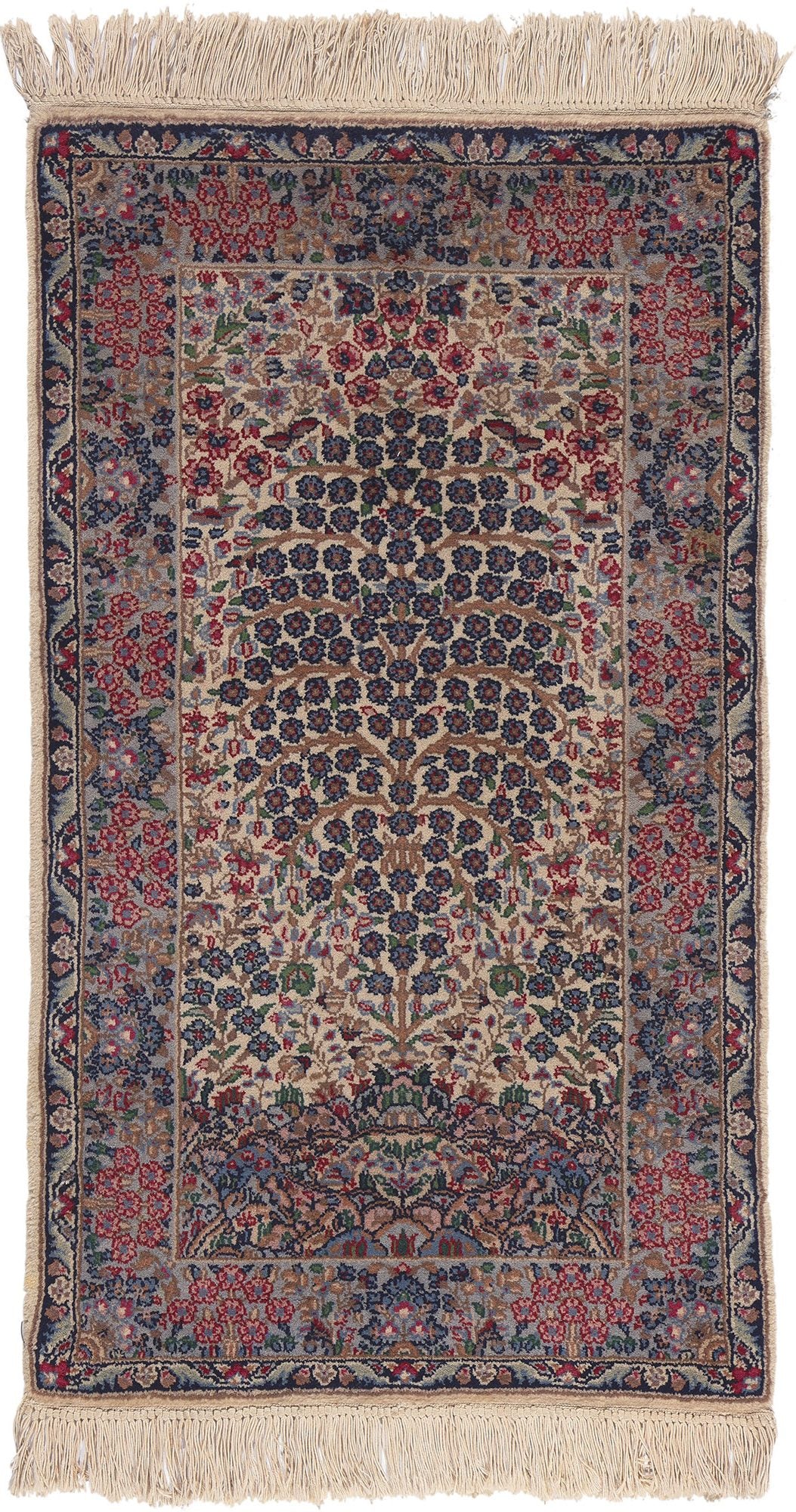 2 x 4 Vintage Chinese Kerman Tree of Life Prayer Rug 78697