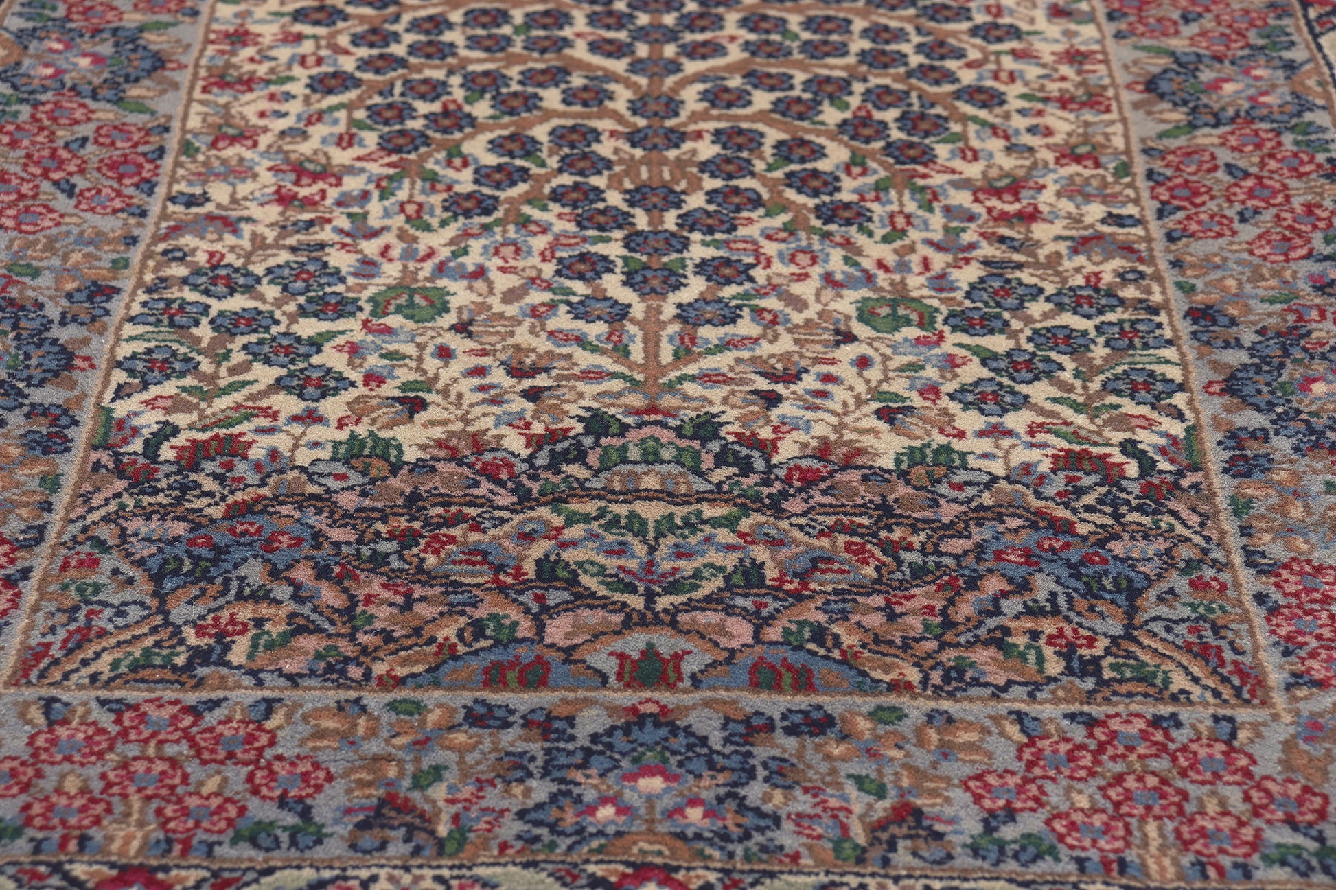2 x 4 Vintage Chinese Kerman Tree of Life Prayer Rug 78697