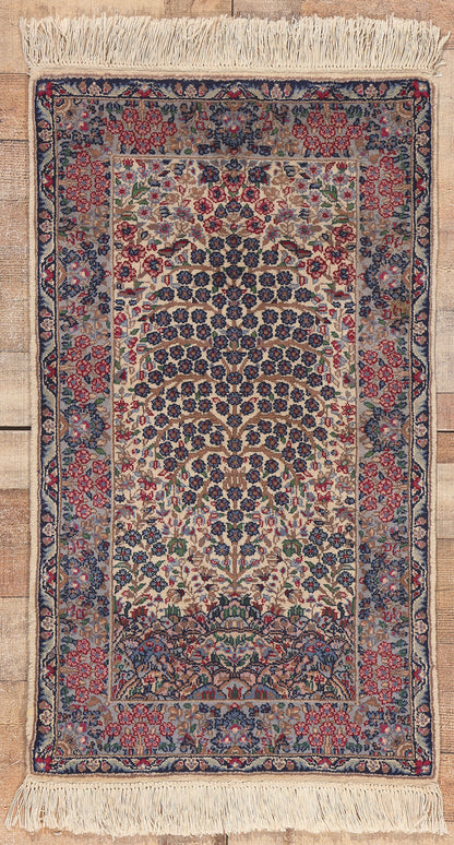 2 x 4 Vintage Chinese Kerman Tree of Life Prayer Rug 78697