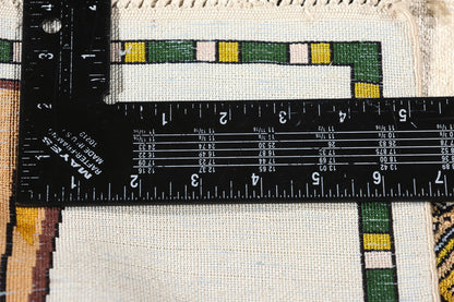 1 x 2 Vintage Egyptian Ankh Motif Turkish Silk Rug 78745