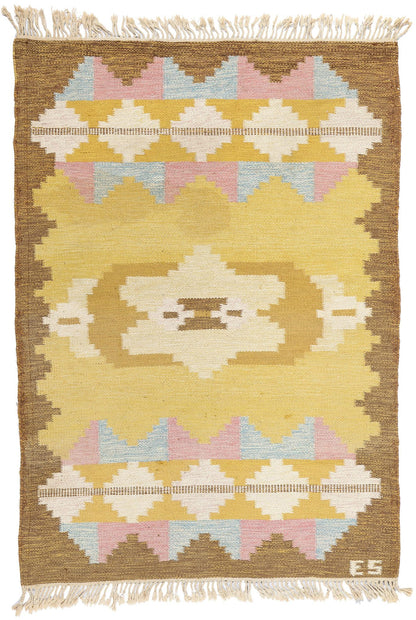 4 x 6 Evy Svensson Vintage Swedish Rollakan Rug 78824