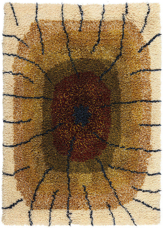 4 x 5 Laila Seppa Vintage Finnish Ryijy Rug 78828