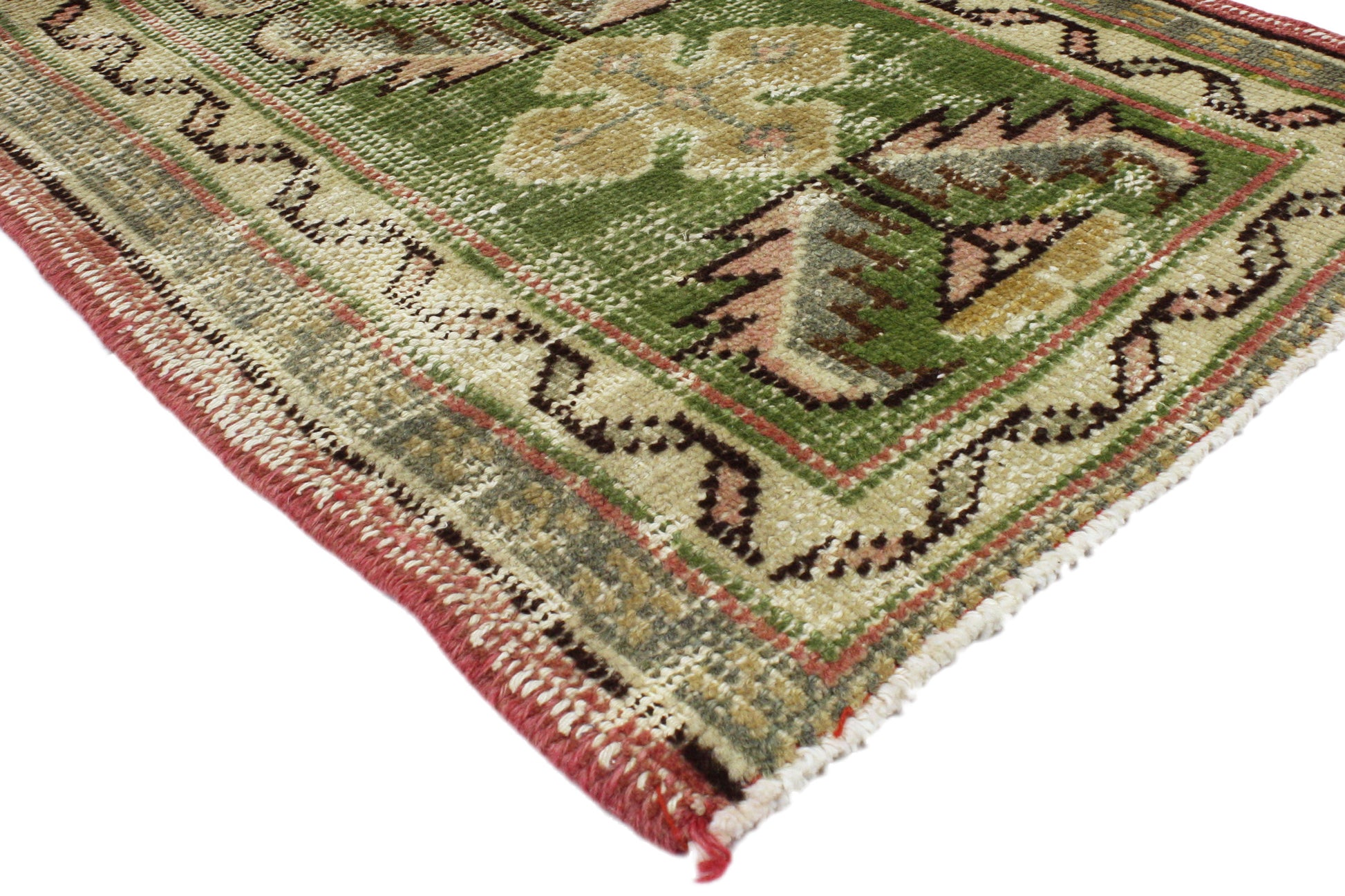 2 x 11 Vintage Green Turkish Oushak Rug 51713