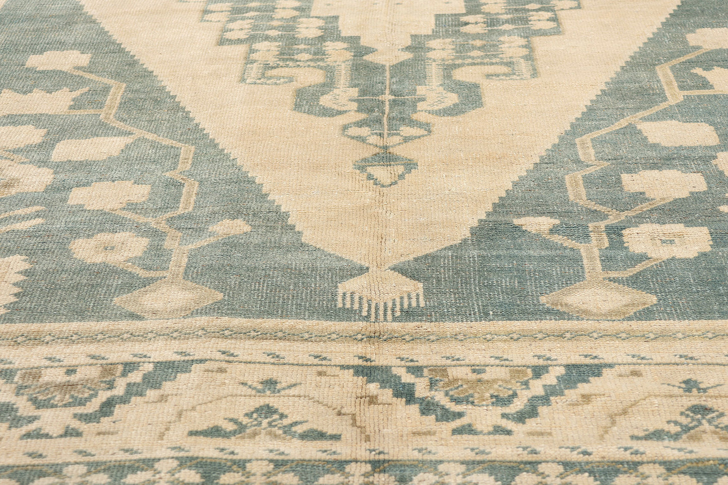 7 x 11 Vintage Green Turkish Oushak Rug 53681