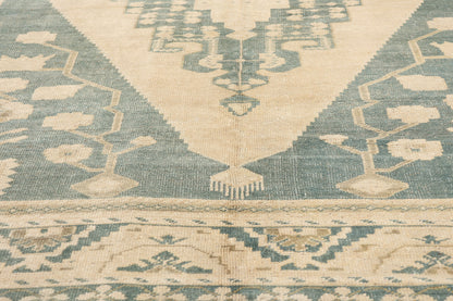7 x 11 Vintage Green Turkish Oushak Rug 53681