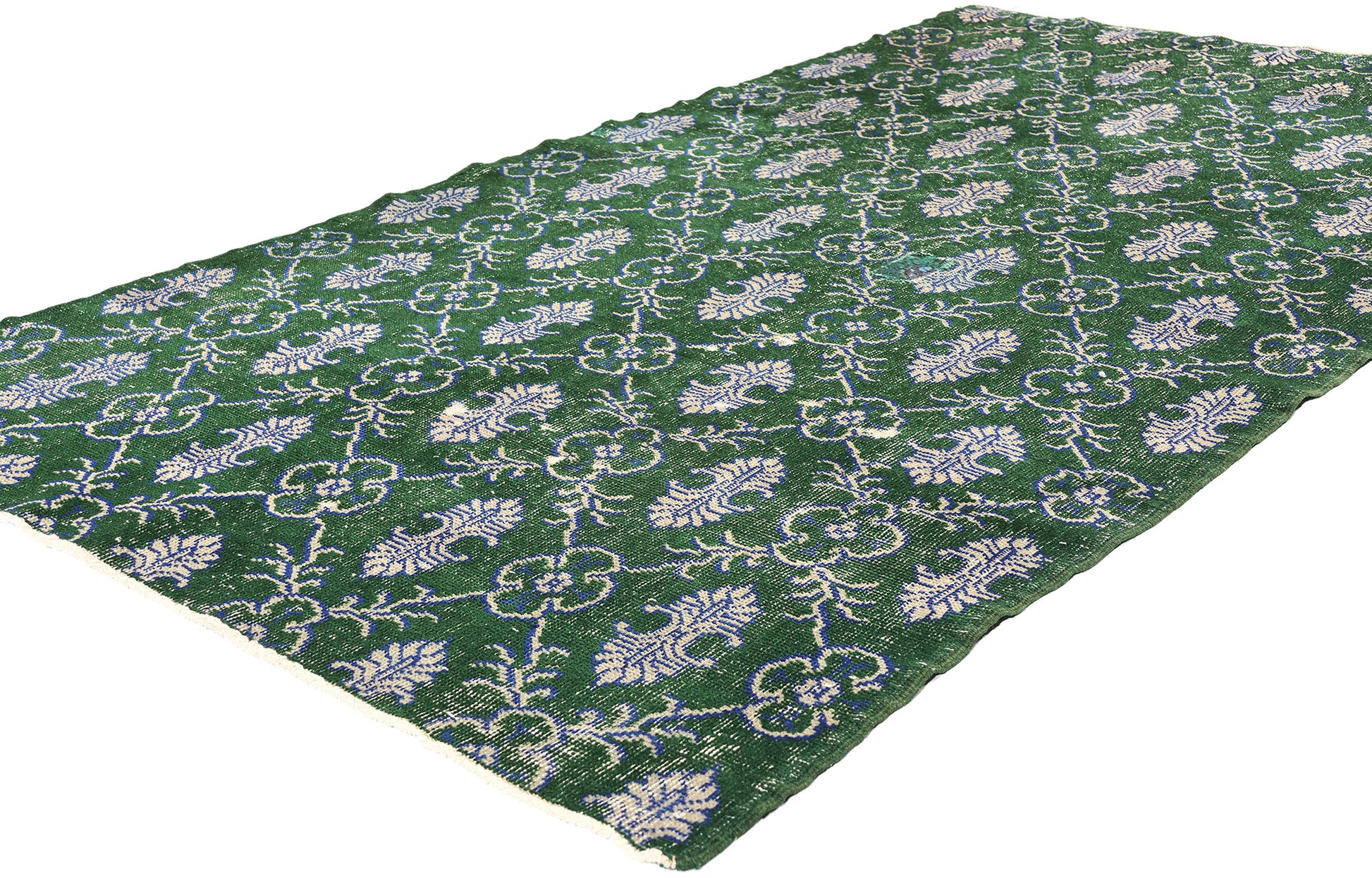 4 x 7 Vintage Green Turkish Sivas Rug 51945