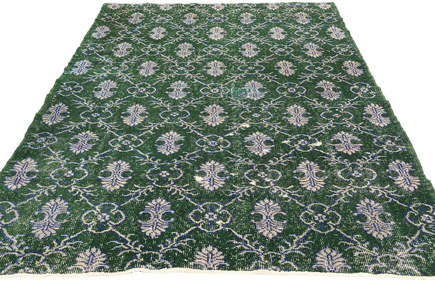 4 x 7 Vintage Green Turkish Sivas Rug 51945
