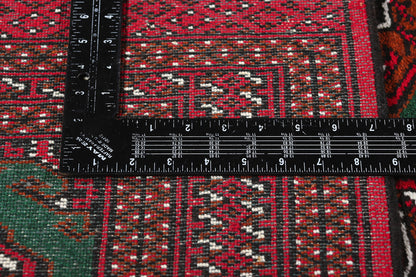 3 x 12 Vintage Green Persian Turkoman Rug 78904