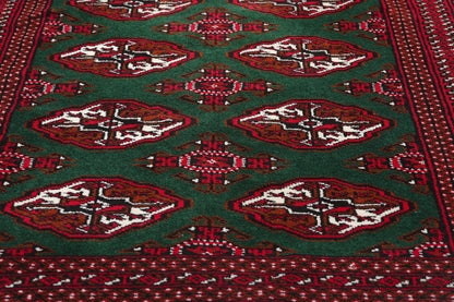 3 x 12 Vintage Green Persian Turkoman Rug 78904