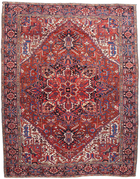 11 x 15 Vintage Persian Heriz Rug 78842