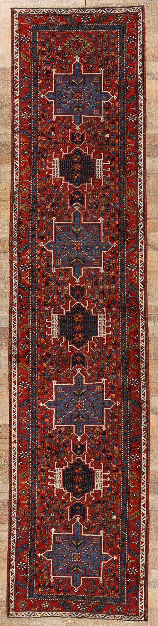 3 x 14 Vintage Persian Karaja Heriz Rug 53873